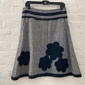 Anthropologie Magaschoni Skirt Textured 3D Crochet Flowers Fairy Whimsigoth Sz 6